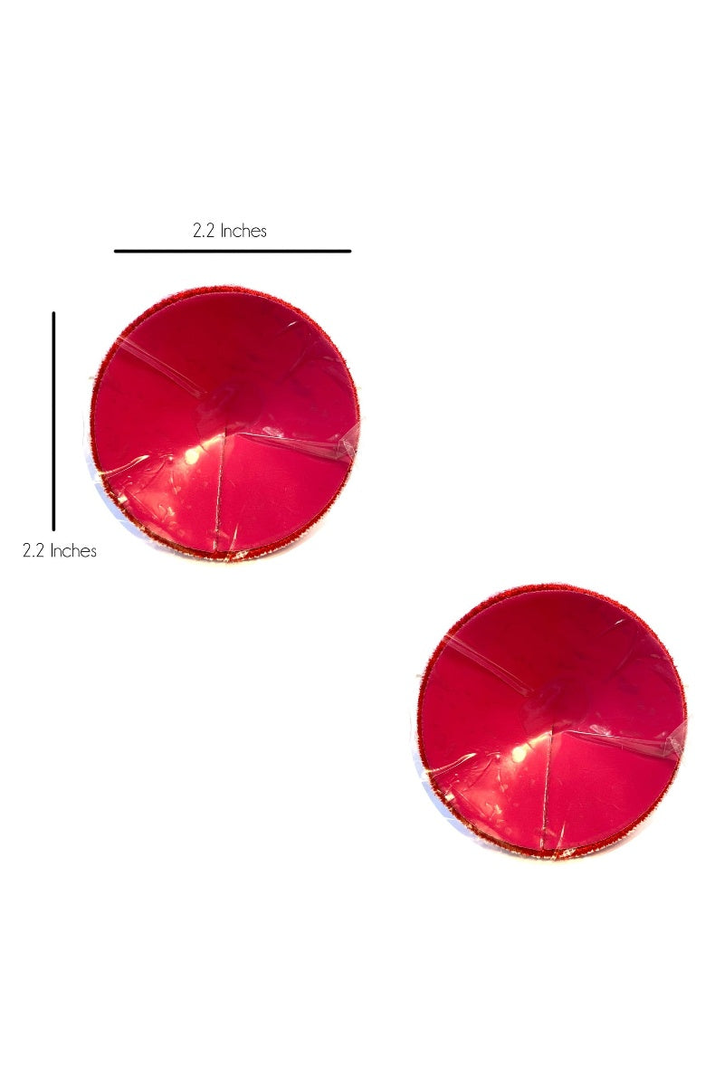 Back of the pasties showing the adhesive side. Dimensions: 2.2 inches wide by 2.2 inches tall