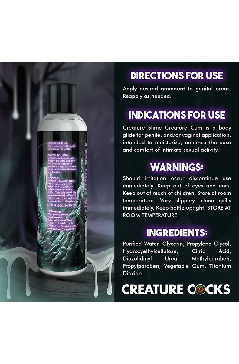Side view of the Creature Slime lubricant bottle showing label artwork and 8 fluid ounce volume.