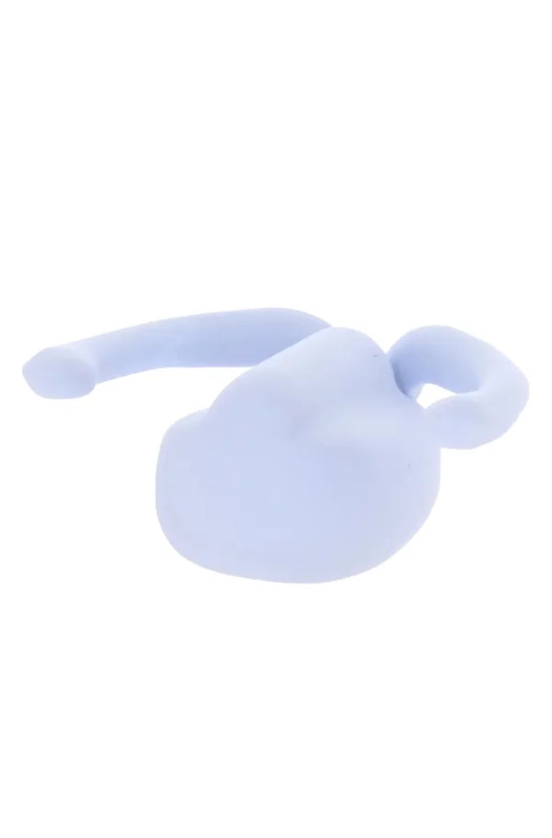 Back view of lavender wearable vibrator showing smooth curved design and wing flexibility