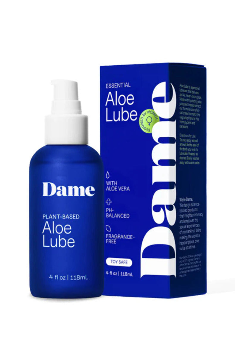 Dame Aloe Lube 4 oz plant-based lubricant bottle and box