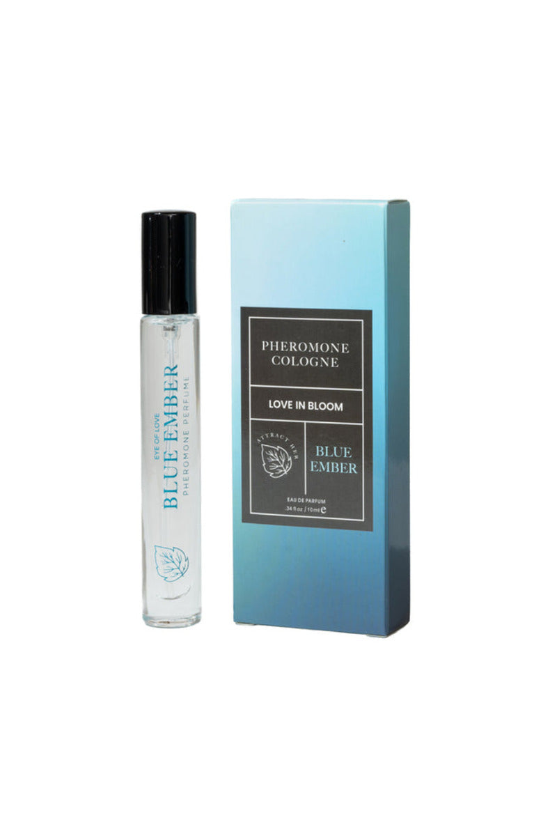 Eye of Love Blue Ember pheromone cologne bottle and box