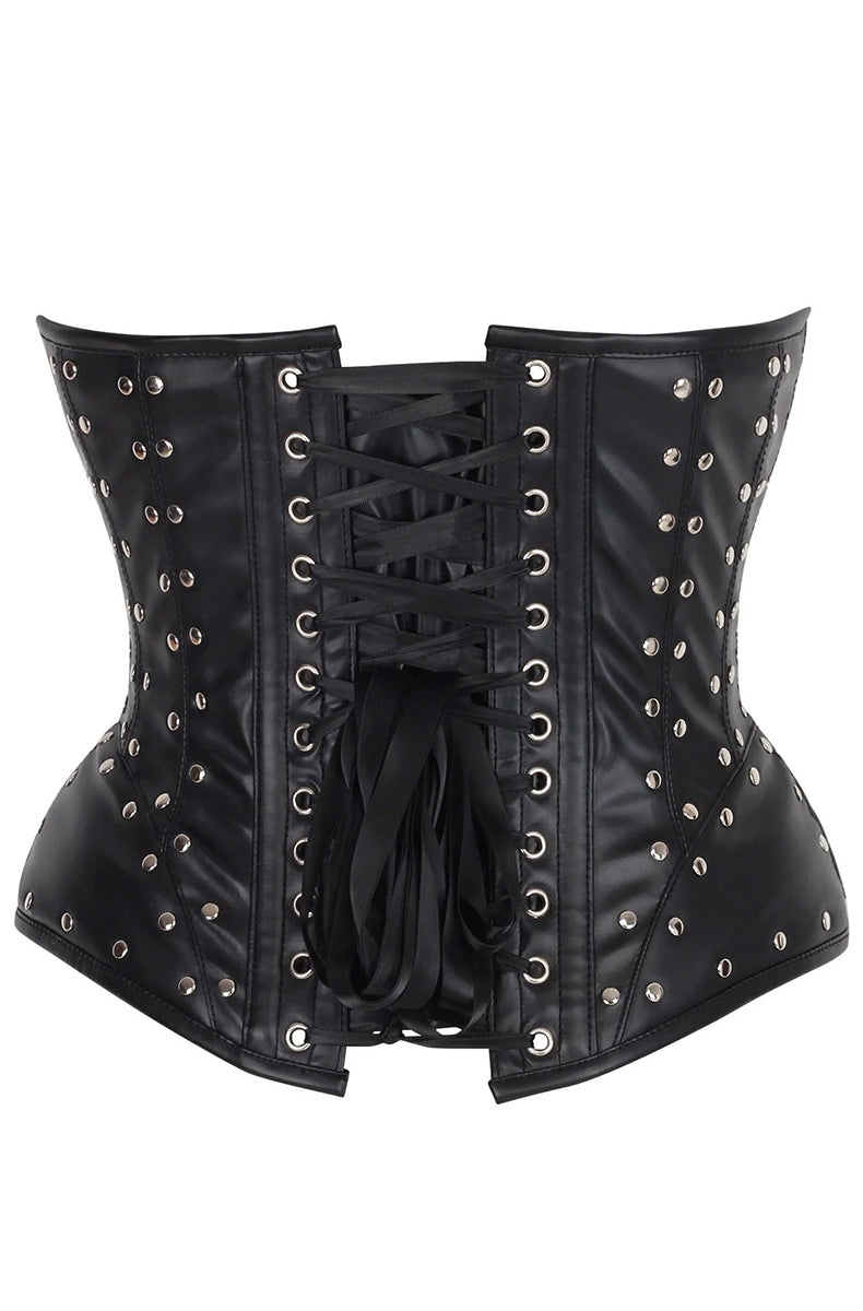 Curve enhancing underwire bustier creating flattering silhouette