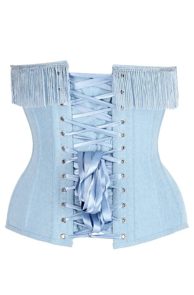 Statement denim corset perfect for festival outfits and date nights
