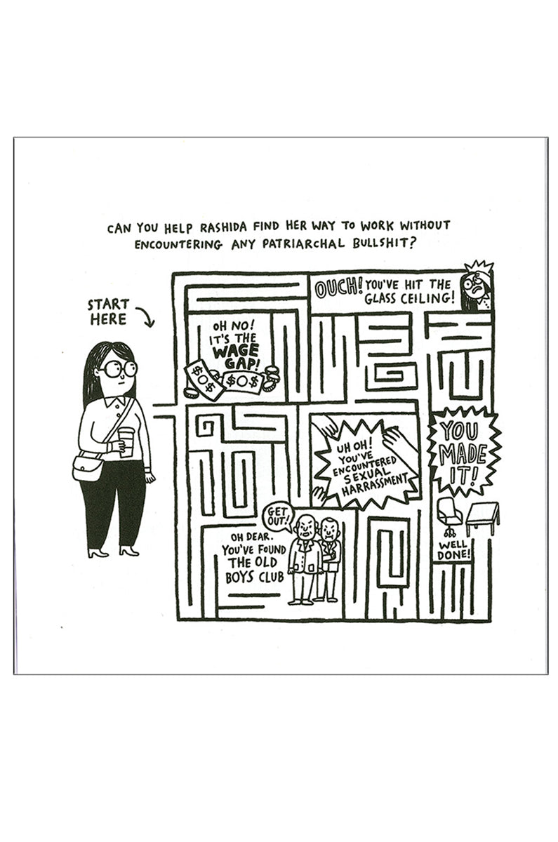 Cover of Feminist Activity Book by Gemma Correll showing illustrated feminist activity book cover art.