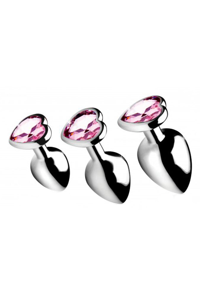 Pink Heart Gem Anal Plug Set | 3 Aluminum Plugs | TWU Pink Heart Gem Anal Plug Set | 3 Aluminum Plugs | TWU
