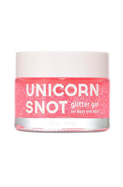 Unicorn Snot Glitter Gel in Pink tube with holographic packaging, on a white background.