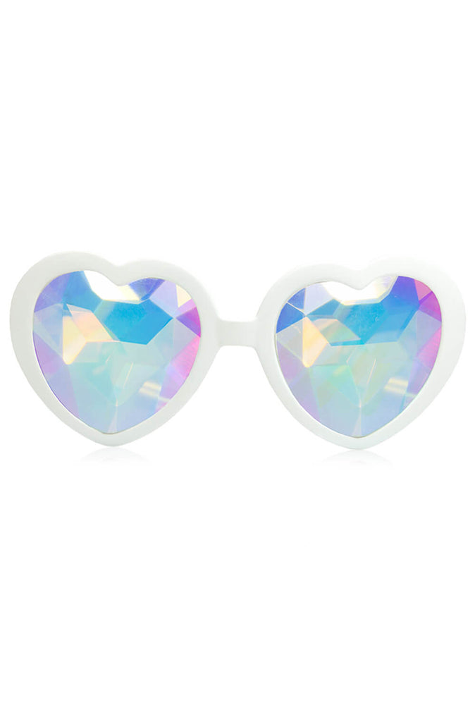 Heart Shaped Kaleidoscope Glasses in White
