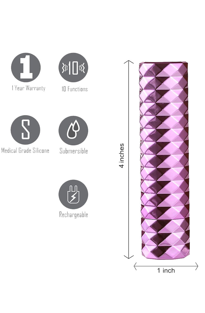 Roxie Crystal Gem Lipstick Vibrator in Pink