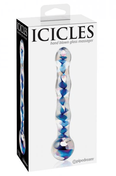 Icicles No 8 Clear Blue Glass Massager - thewhiteunicorn