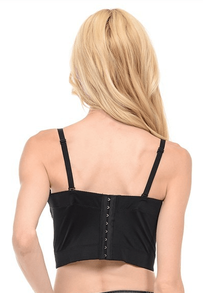 Pearl And Embroidery Bustier in Black 
