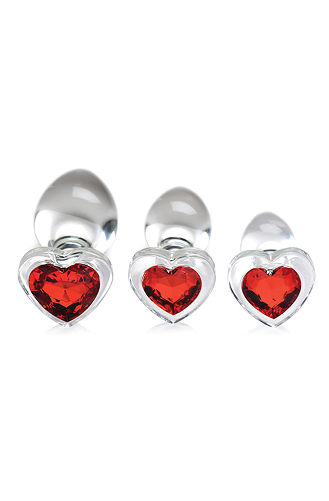 Red Heart Glass Butt Plug Set | 3 Glass Plugs | TWU Red Heart Glass Butt Plug Set | 3 Glass Plugs | TWU