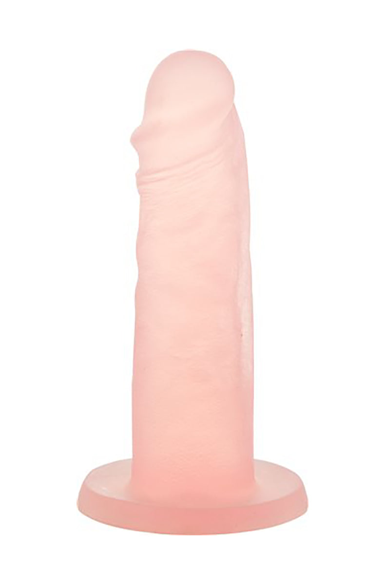Peach Bellini Cocktails 5.5 inch silicone dildo in soft peach pink with sculpted realistic shaft and round suction cup base.