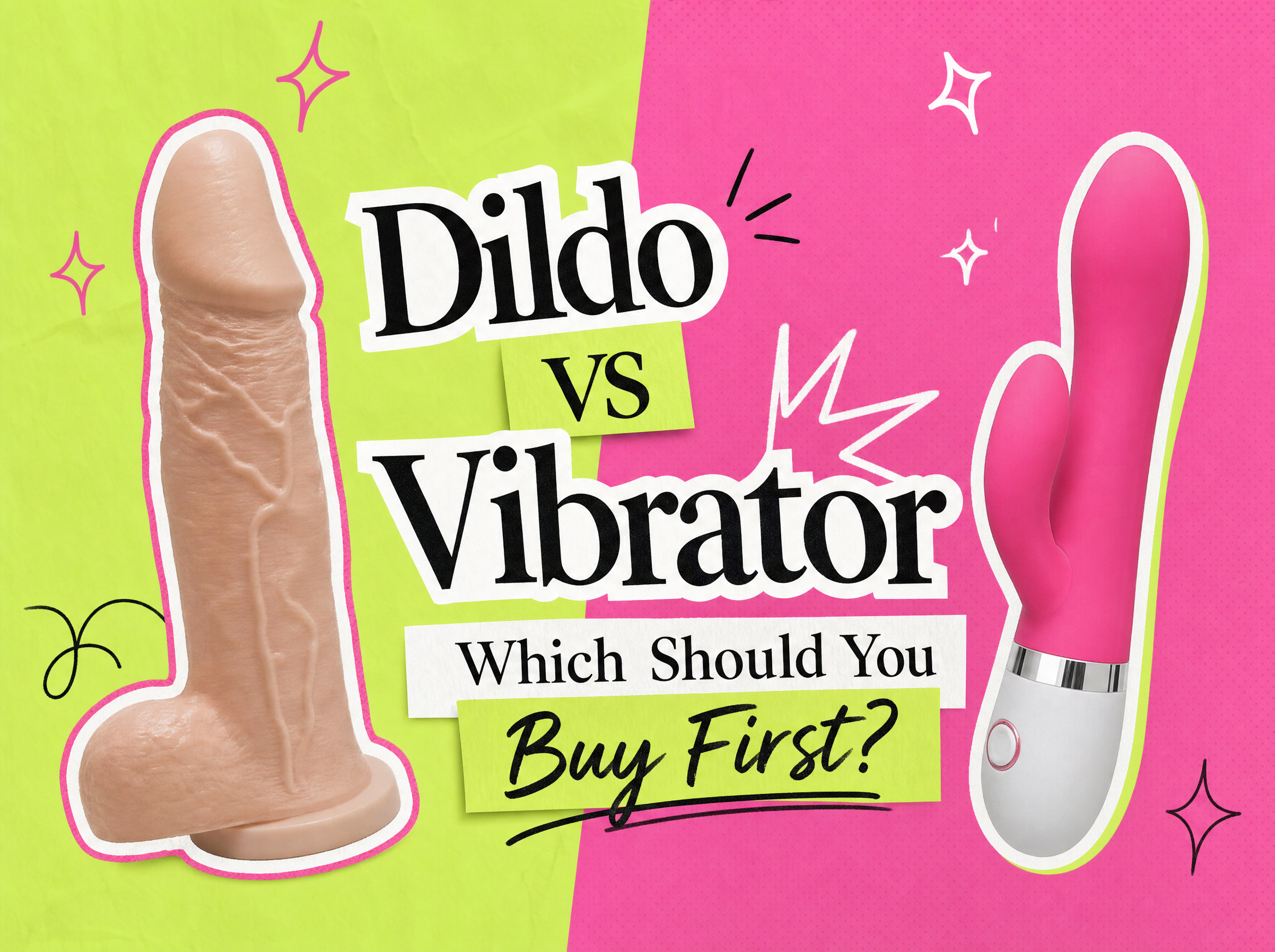 Dildo vs vibrator comparison, editorial cover