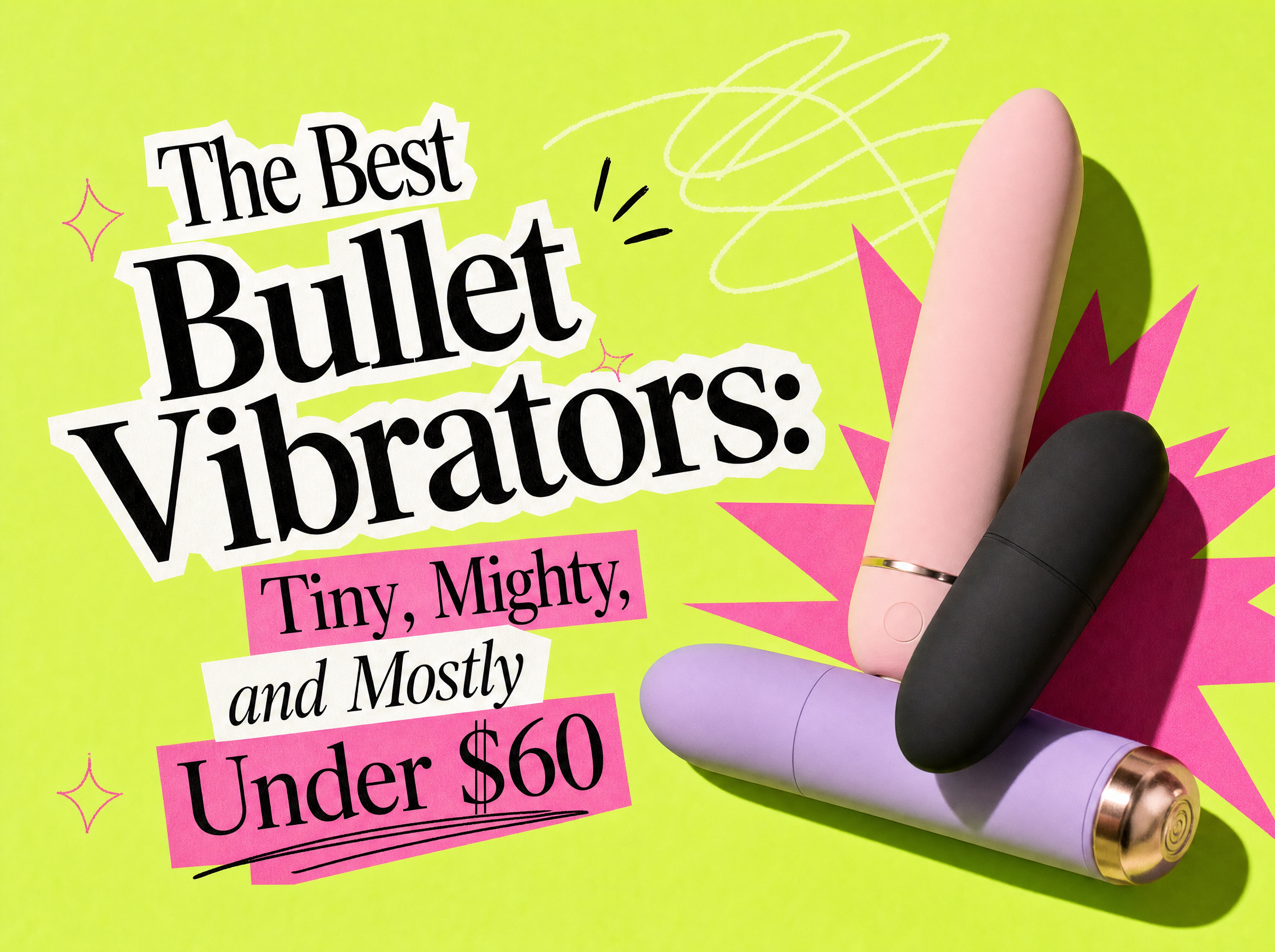 Editorial collage cover for a buyer's guide to the best bullet vibrators