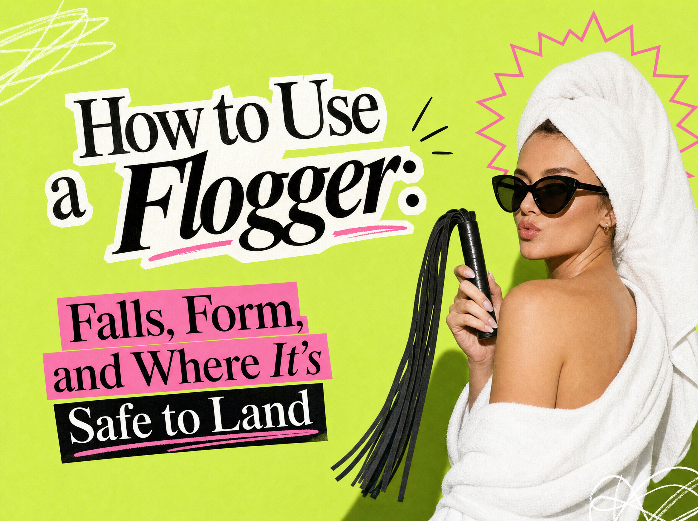 Editorial collage cover for a beginner's guide to using a flogger safely