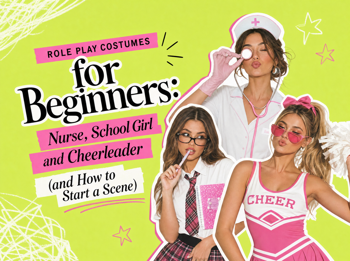 Role play costumes for beginners cover with nurse, school girl and cheerleader looks