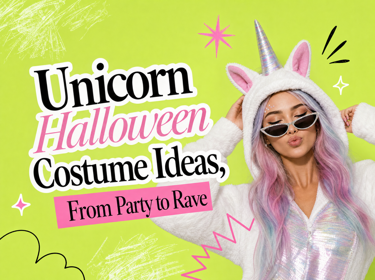 Unicorn Halloween costume ideas cover with a pastel unicorn hood costume