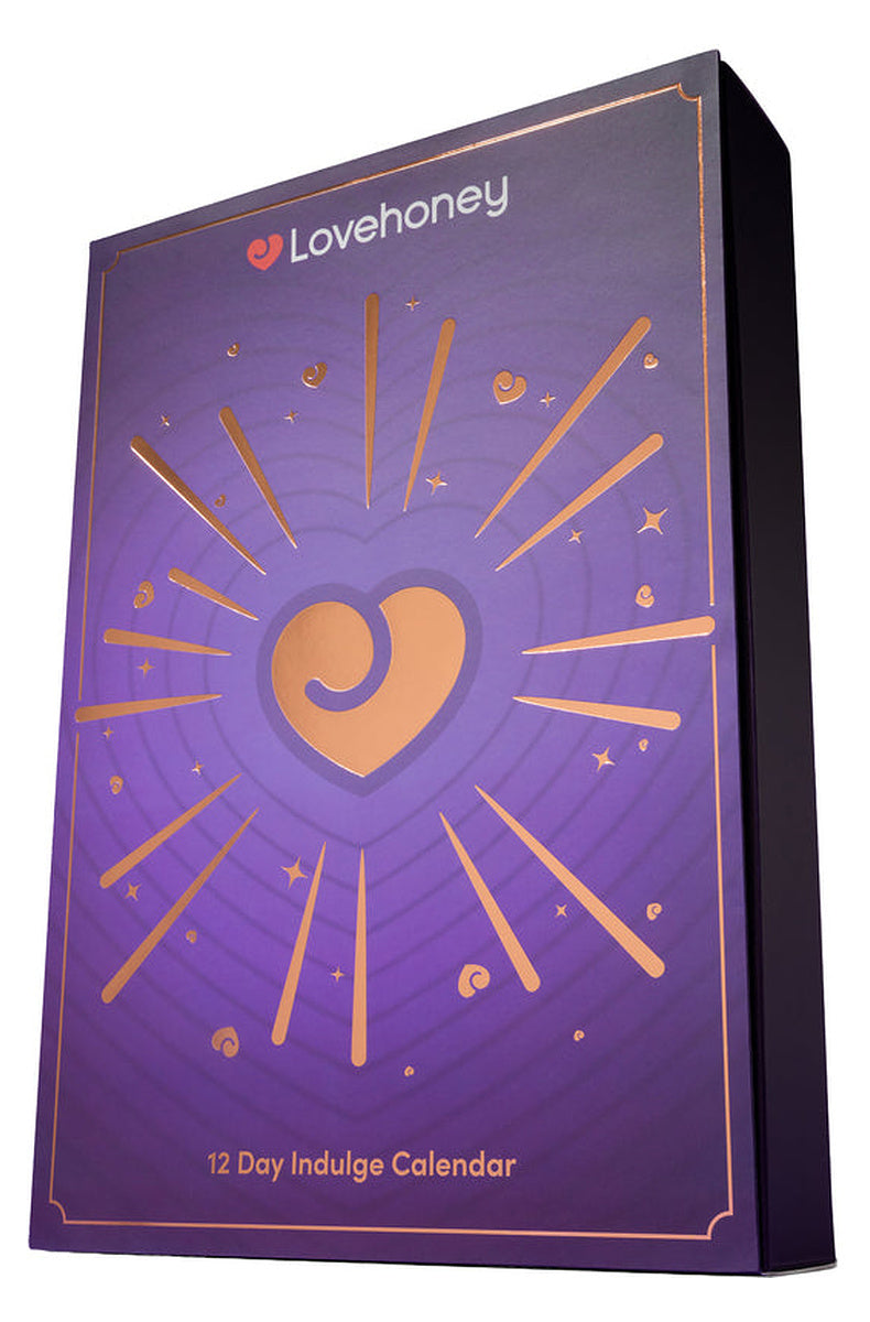 12 day sex toy advent calendar for her in a purple and gold box
