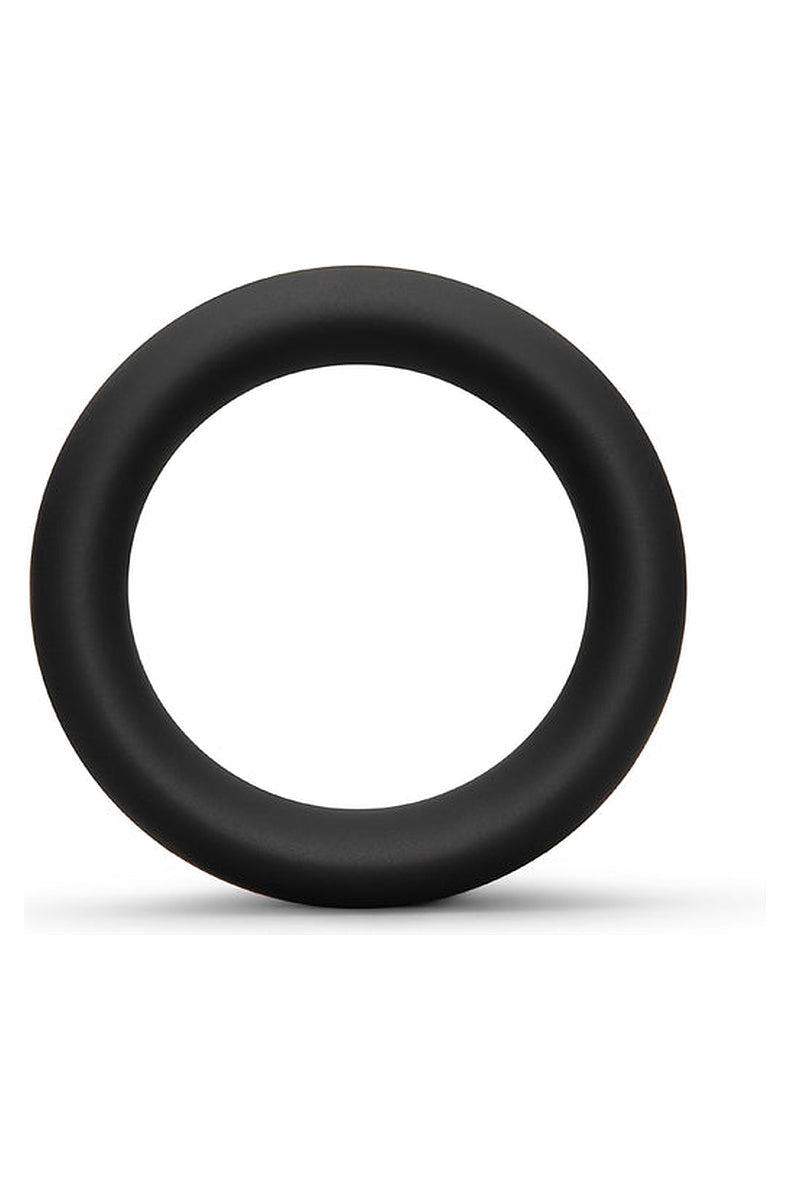b-Vibe Snug Ring 45 mm silicone cock ring in black, shown face on with the round 45 mm opening