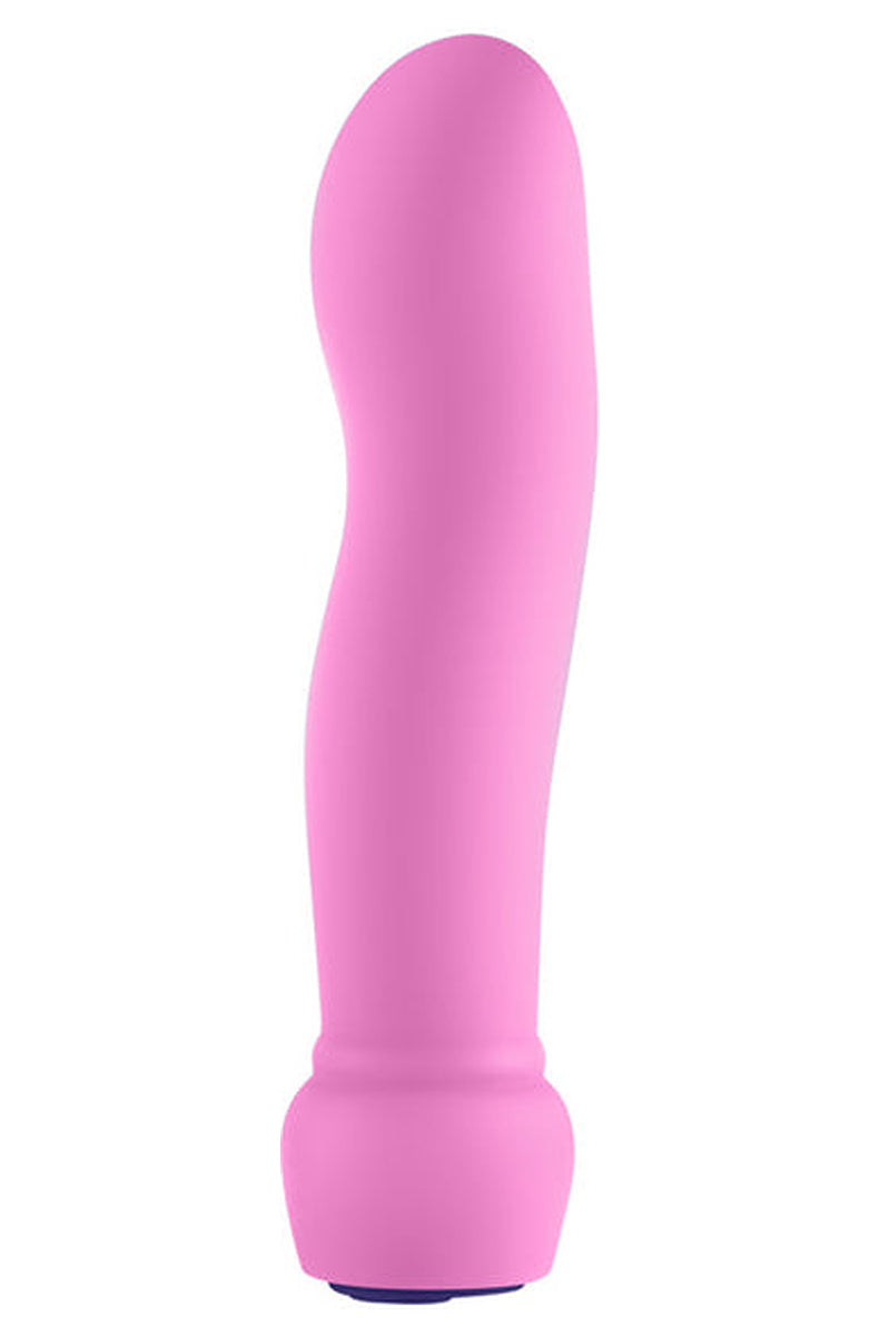 FemmeFunn Sormi bullet vibrator in pink, curved finger shape with a rounded nub at the tip.