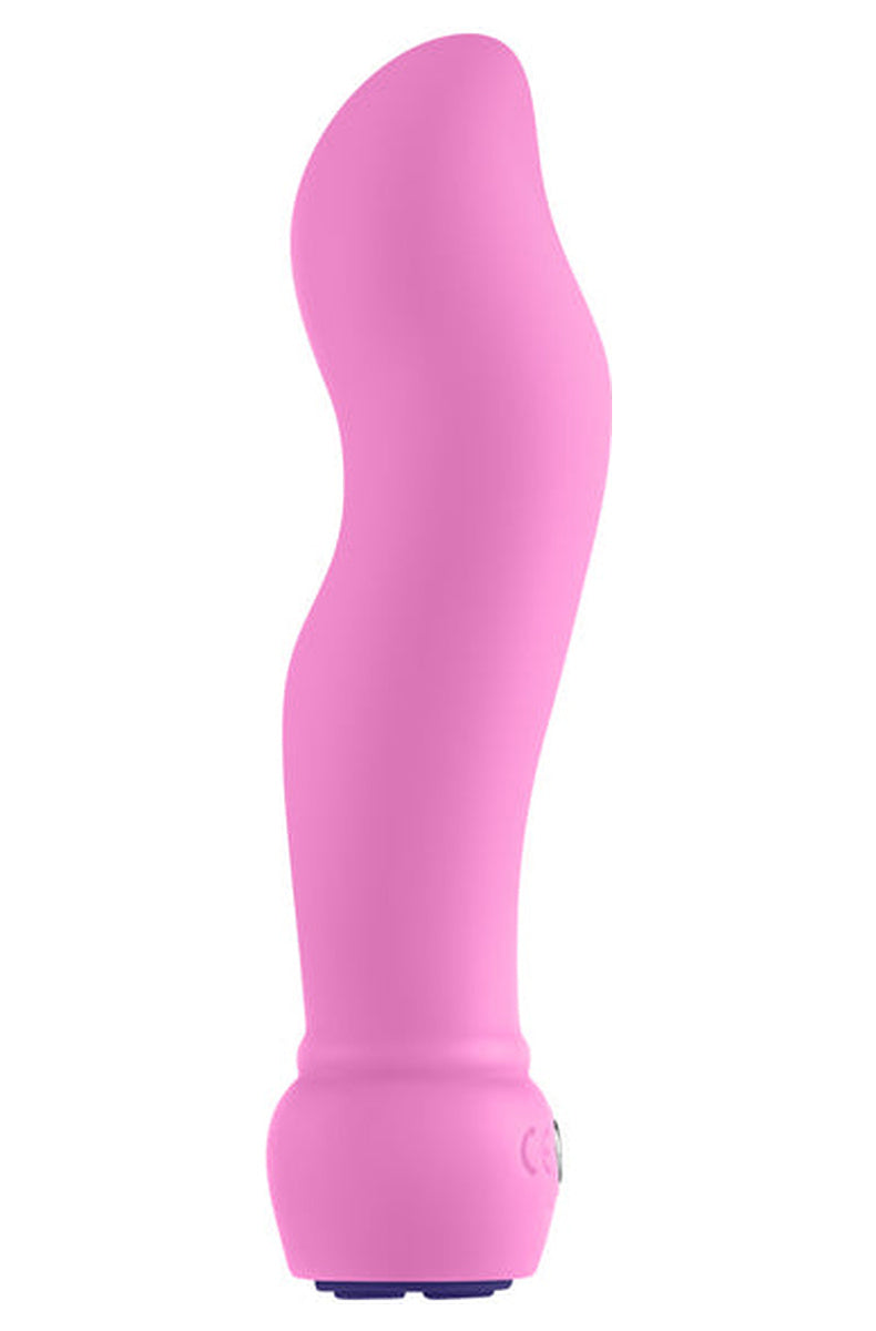Side view of the pink FemmeFunn Sormi, showing the knuckle style bend through the middle.