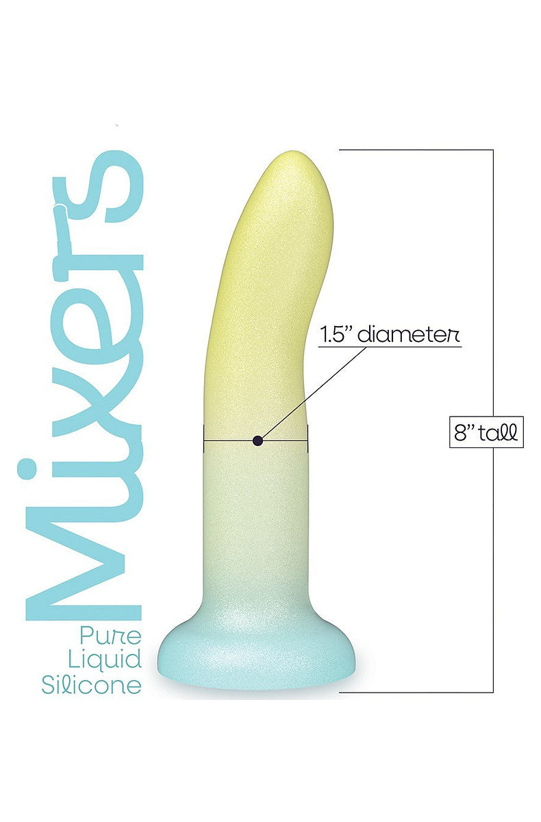 Yellow, mint and aqua ombre dildo size: 8 inches tall, 1.5 inch diameter
