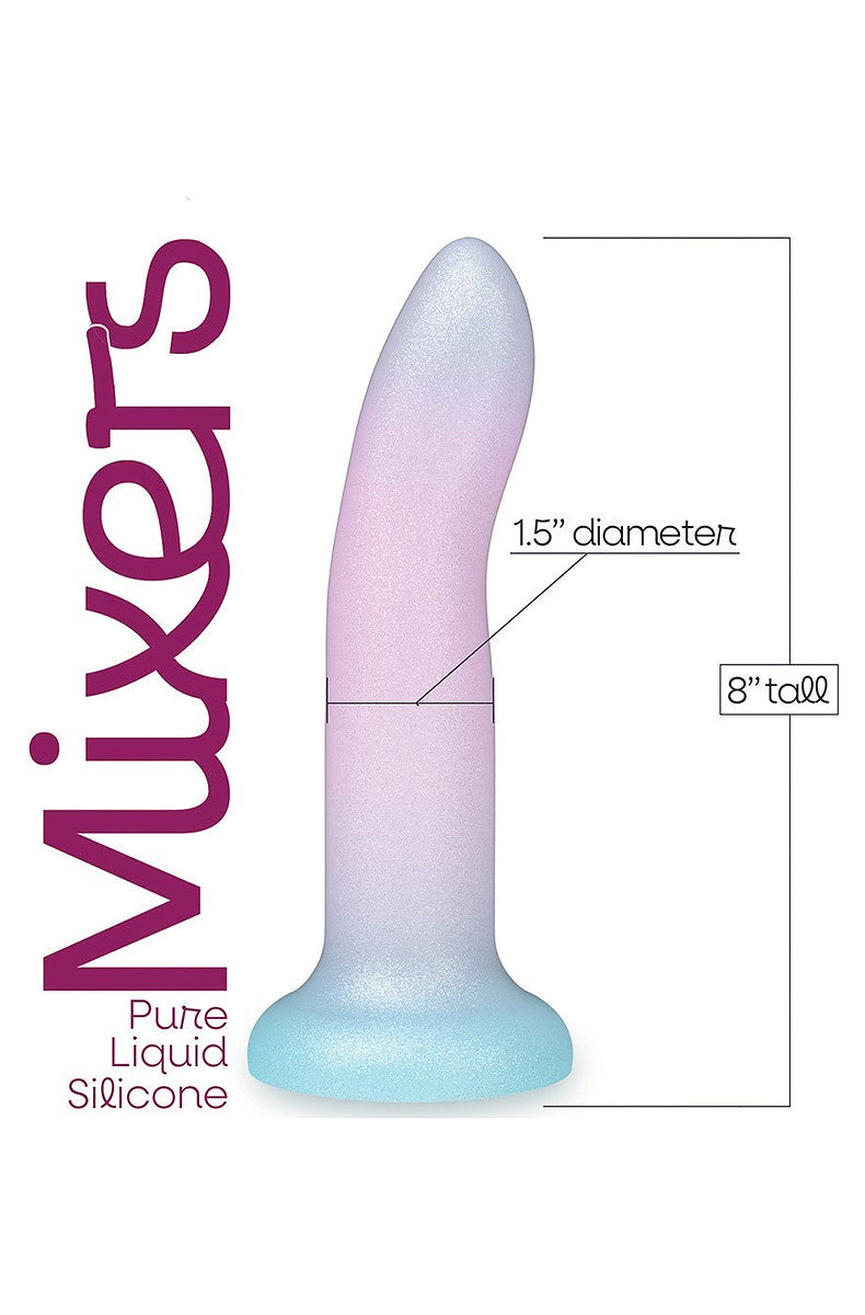 Lavender, pink and aqua ombre dildo size: 8 inches tall, 1.5 inch diameter