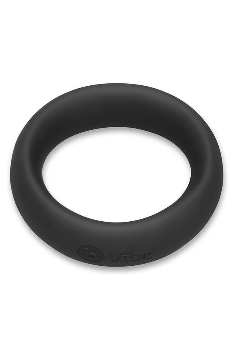 b-Vibe Snug Ring in black from above, showing the smooth seamless rounded profile