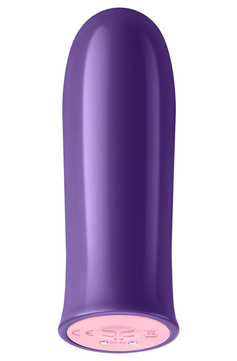 FemmeFunn Versa Bullet in dark purple, compact bullet vibrator with magnetic charging contacts on the base.