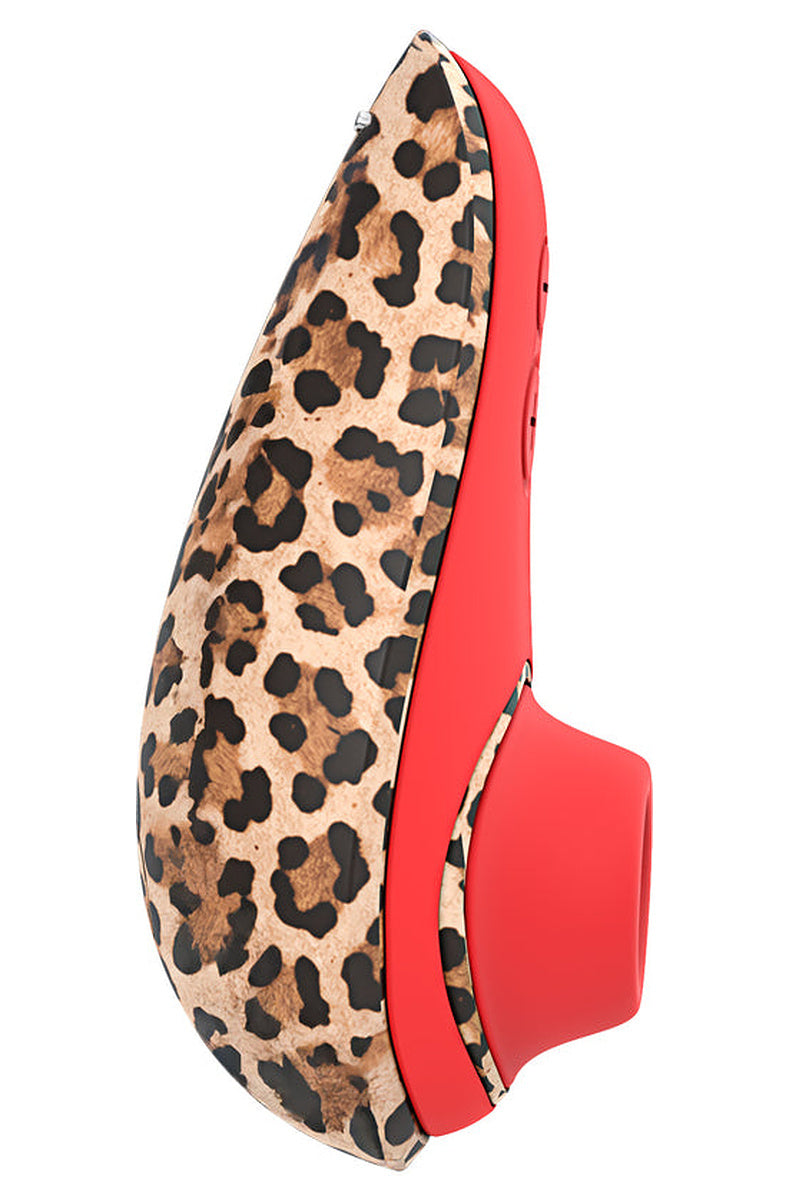 Side view of the leopard print Liberty 2 with the red silicone head.