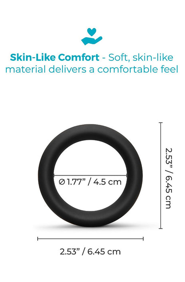 b-Vibe Snug Ring dimensions: 1.77 in or 4.5 cm inner diameter and 2.53 in or 6.45 cm outer diameter