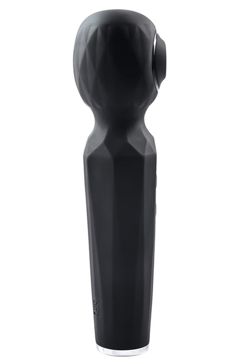 Side view of the black Rainbow Sucker wand, showing the diamond faceted head and the textured grip handle.
