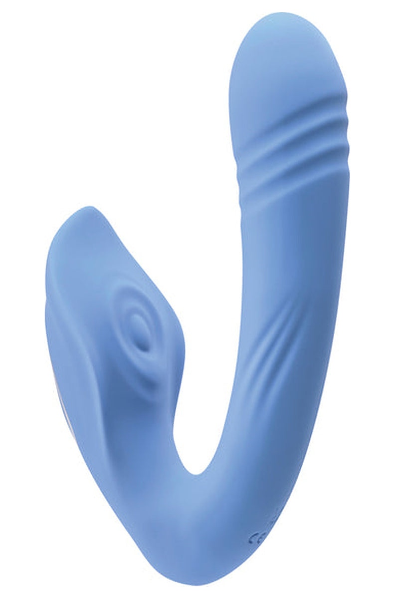Blue Tap and Thrust dual stimulator showing the raised concentric center spot on the tapping wing.