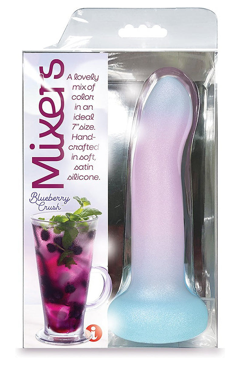 Lavender, pink and aqua ombre silicone dildo in its clear window box