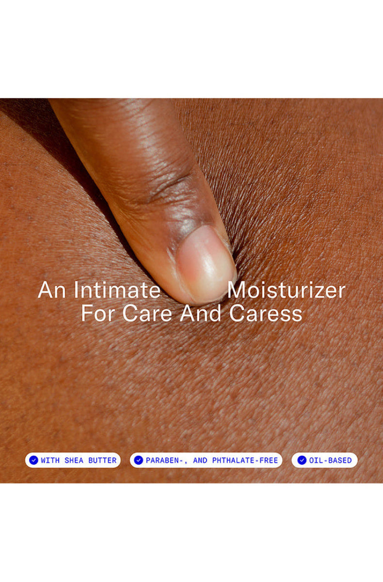 Play Balm applied to skin, marked with shea butter, paraben and phthalate free, oil based.