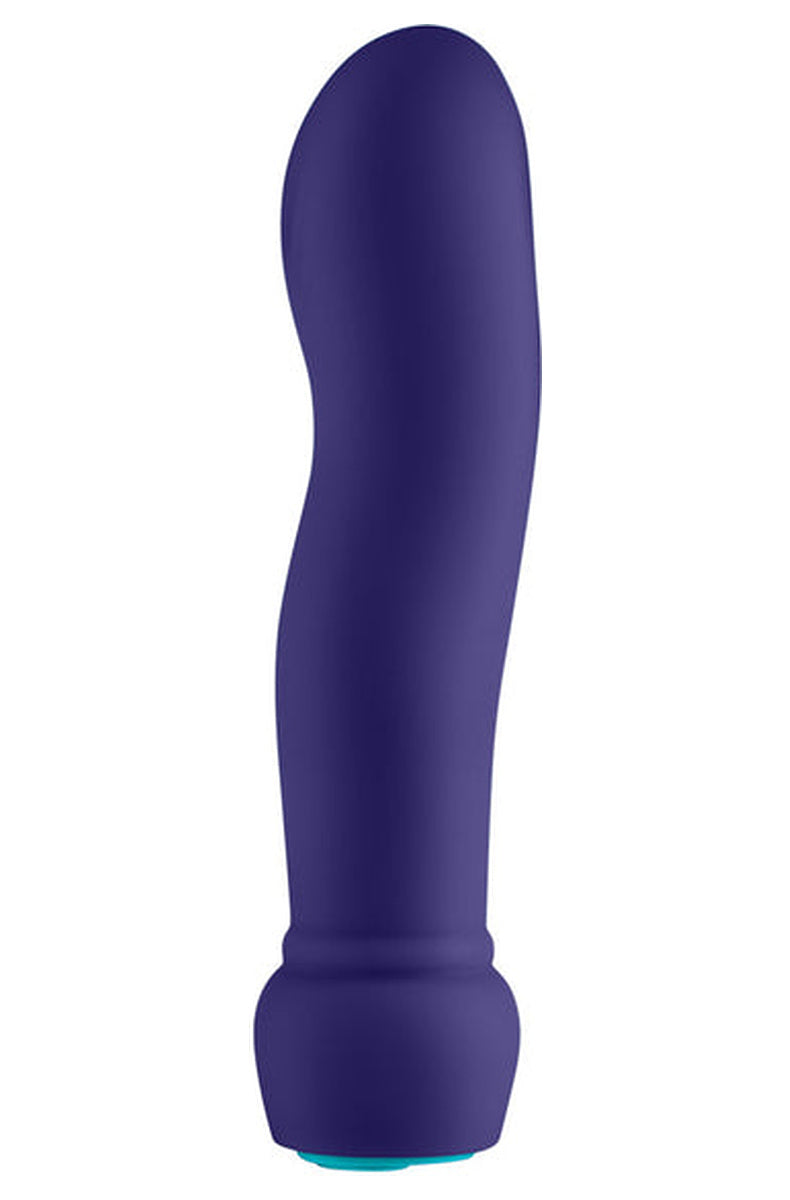 FemmeFunn Sormi bullet vibrator in dark purple, curved finger shape with a rounded nub at the tip.