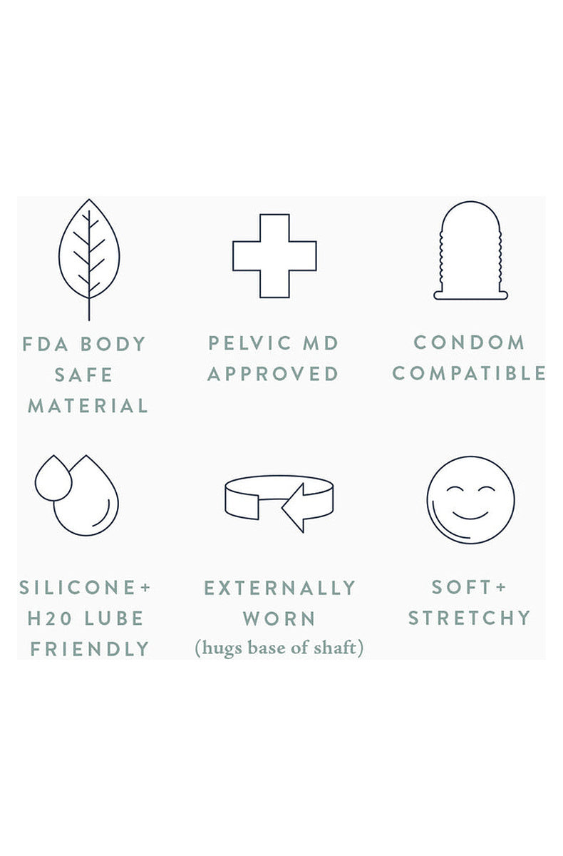 Ohnut features: FDA body safe material, pelvic MD approved, condom compatible, externally worn.
