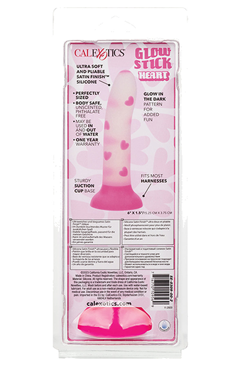 Back of the pink heart glow in the dark dildo box