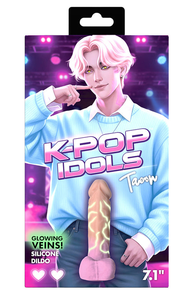 Baby pink K-pop idol dildo retail box, side angle