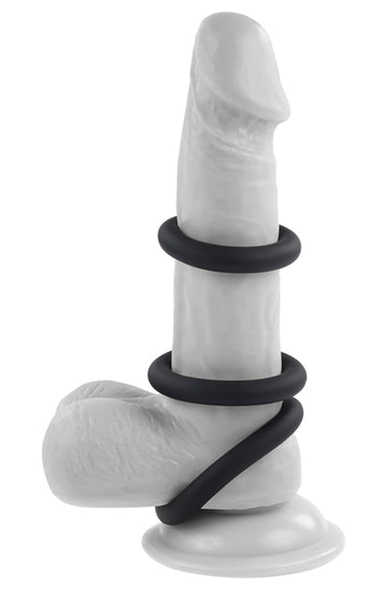 3 Ring Circus rings shown on a model, spaced up the shaft with one around the shaft and balls