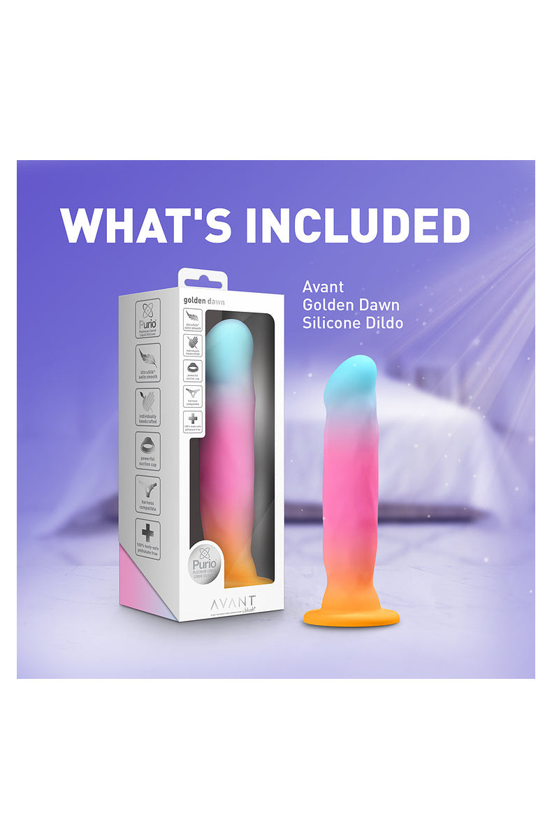 What's included: the aqua, pink and gold dildo and its retail box