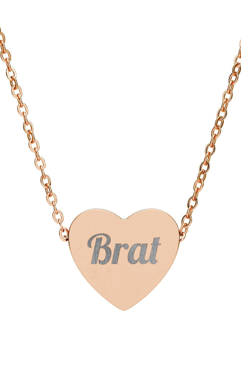 Engraved Brat Heart Necklace