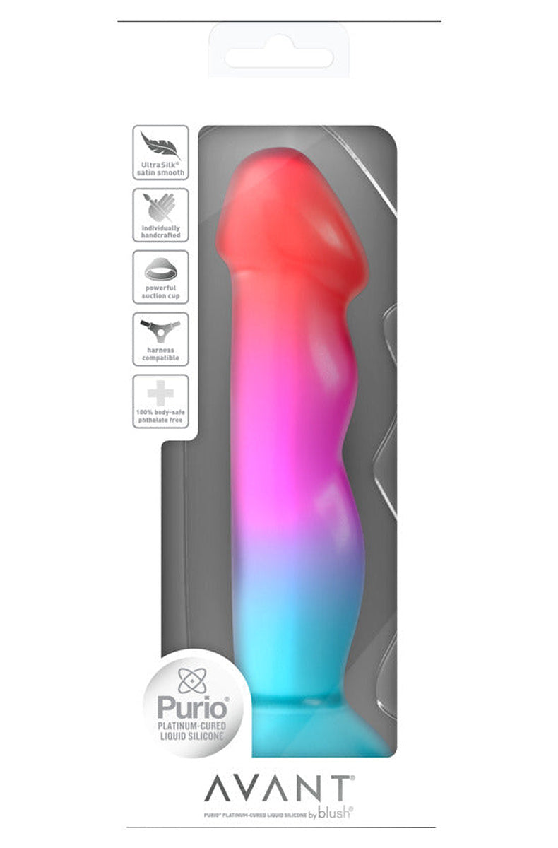 Coral, pink and aqua ombre dildo in its retail box