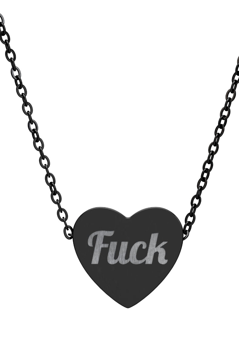 Engraved Fuck Heart Necklace