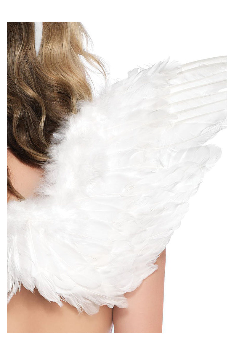Close-up of the white feather angel wings