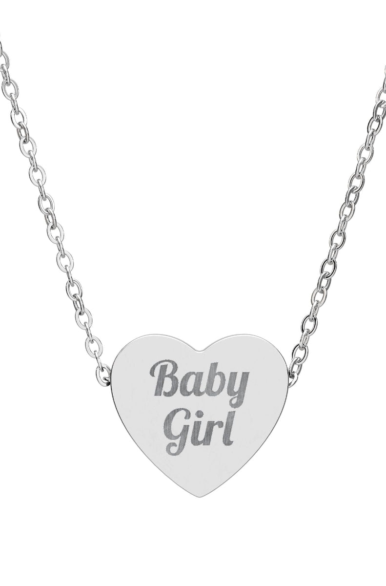 Silver heart-shaped necklace with letter 'D' on a white background