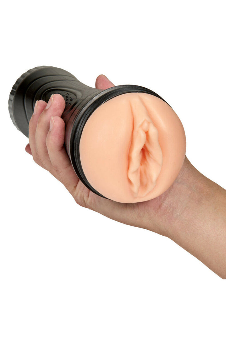 M for Men Torch stroker bottom view showing the Perfectflo suction-adjusting end cap.