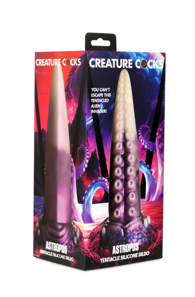Back view of tentacle dildo showing textured suction cup base with raised nodules
