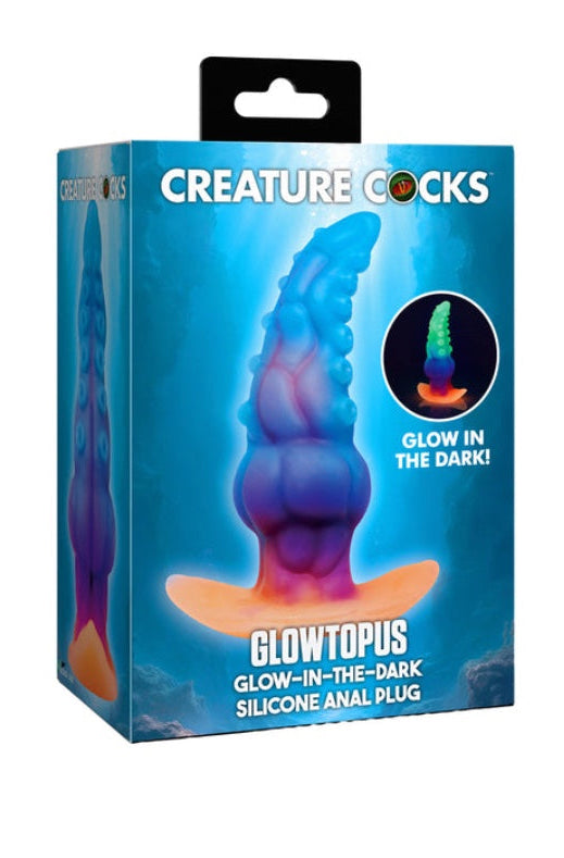 Creature Cocks retail packaging showing tentacle plug with glow-in-the-dark callout