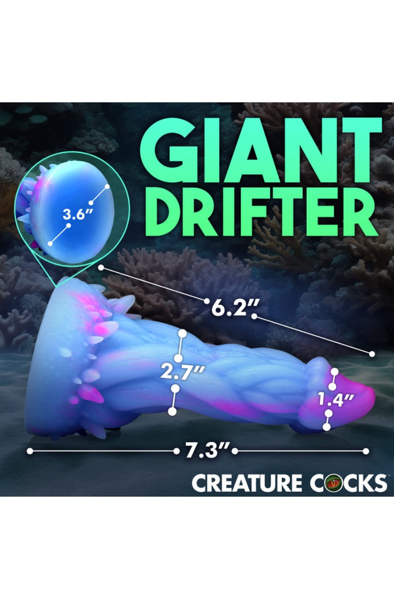 Product dimensions diagram showing 7.3" total length with measurements over underwater coral reef background